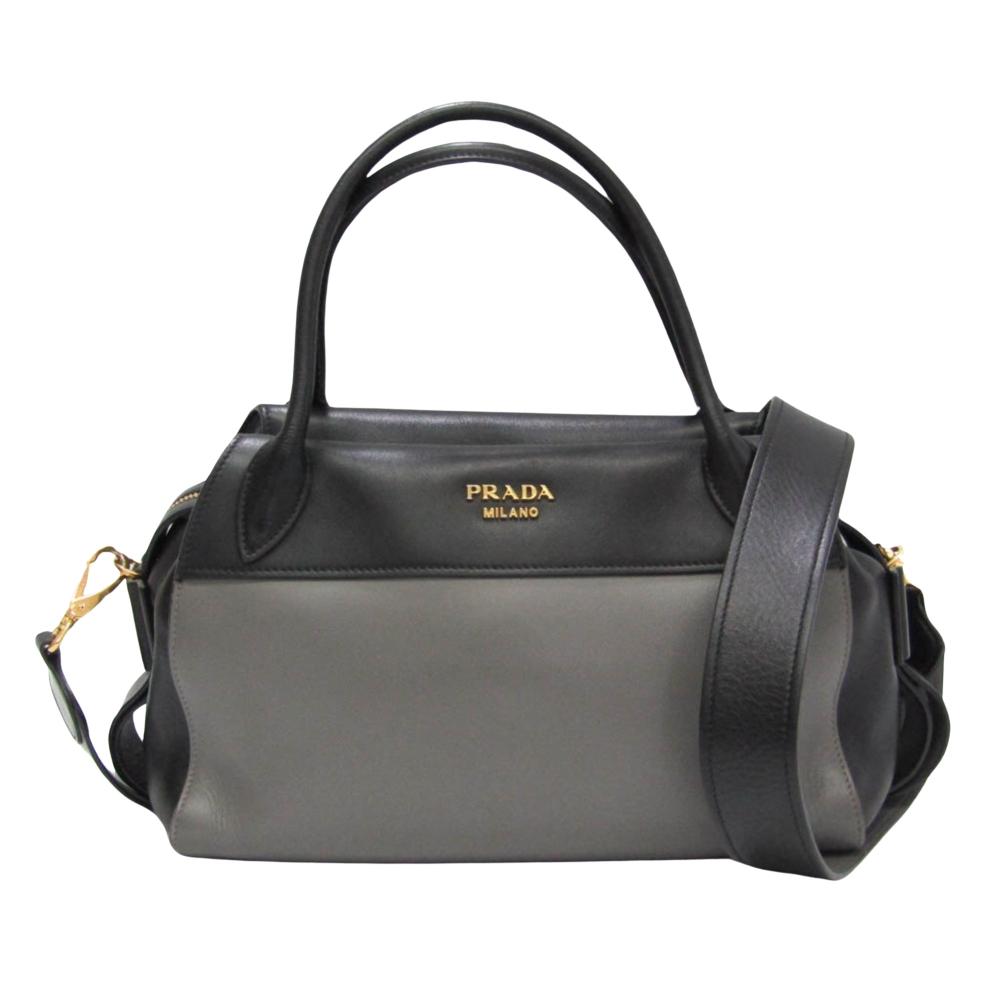 Grey Leather Prada Handbag