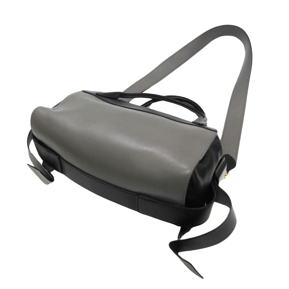 Grey Leather Prada Handbag