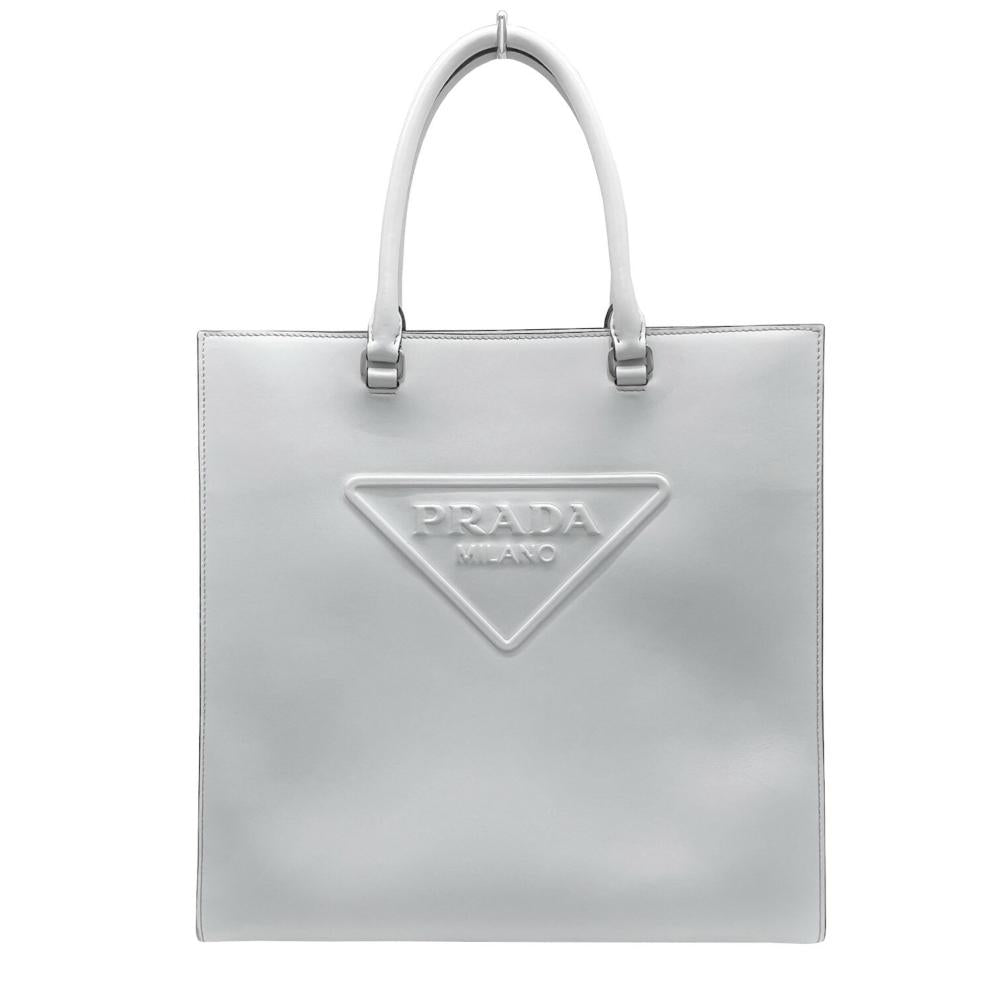 Grey Leather Prada Tote