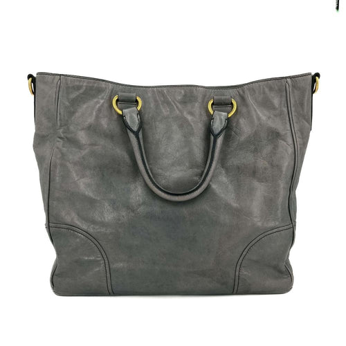 Grey Leather Prada Tote