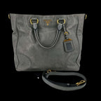 Grey Leather Prada Tote