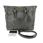 Grey Leather Prada Tote