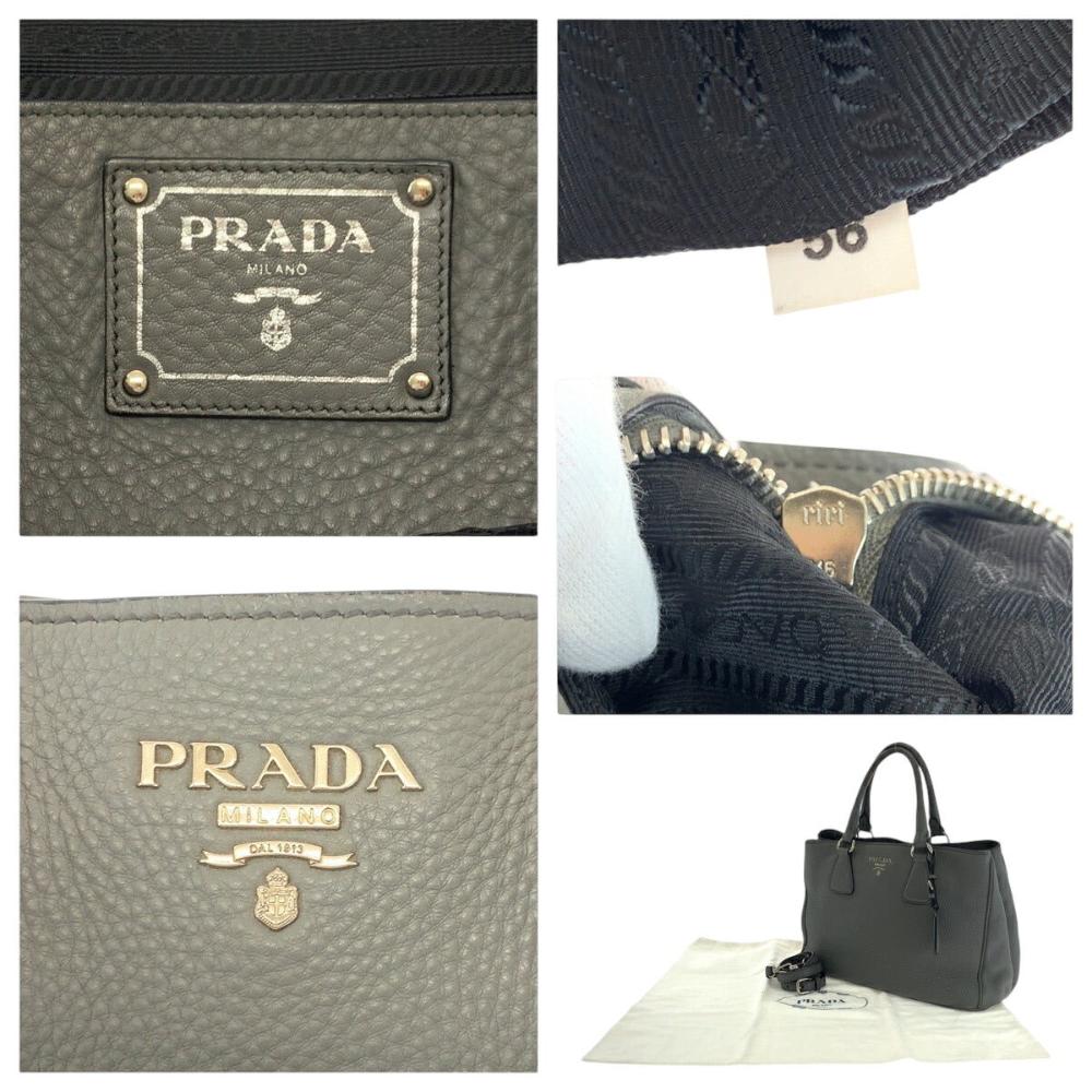 Grey Leather Prada Tote