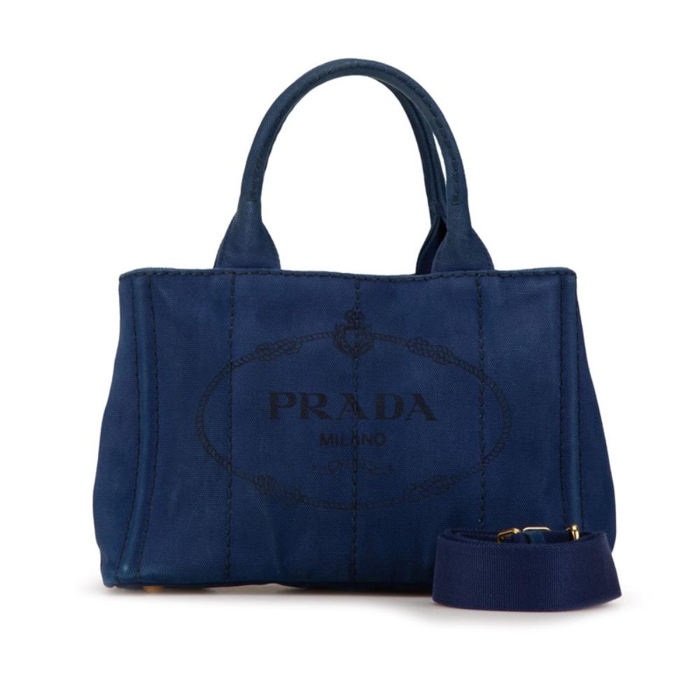 Navy Canvas Prada Canapa Tote