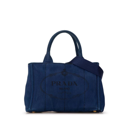 Navy Canvas Prada Canapa Tote