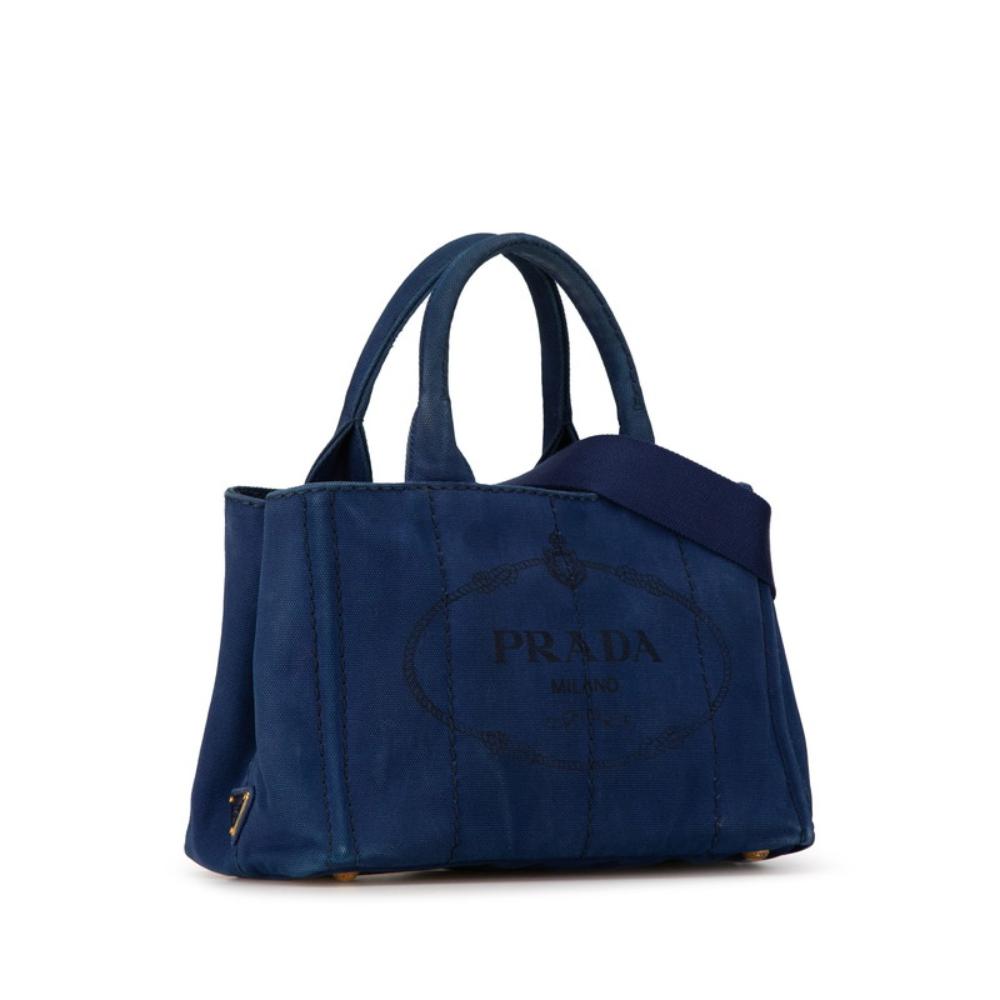 Navy Canvas Prada Canapa Tote