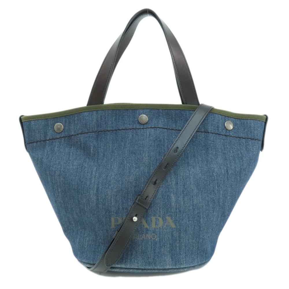 Navy Denim Prada Tote