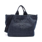 Navy Denim Prada Tote