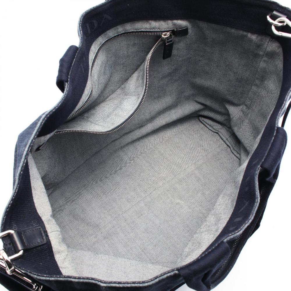 Navy Denim Prada Tote