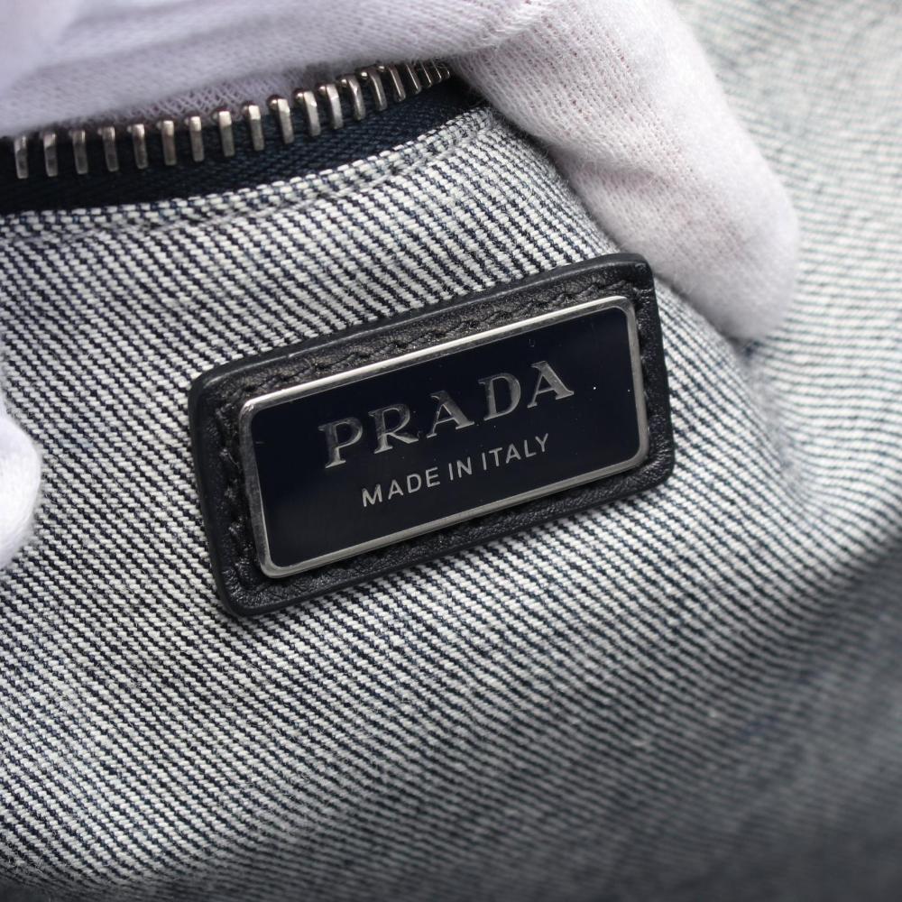 Navy Denim Prada Tote