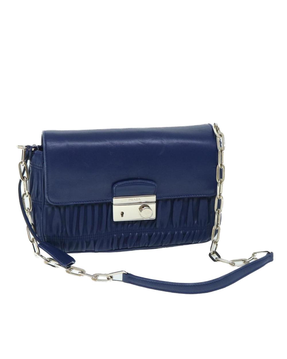 Navy Leather Prada Crossbody Bag