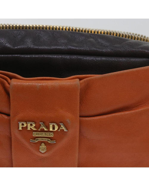 Orange Leather Prada Shoulder Bag
