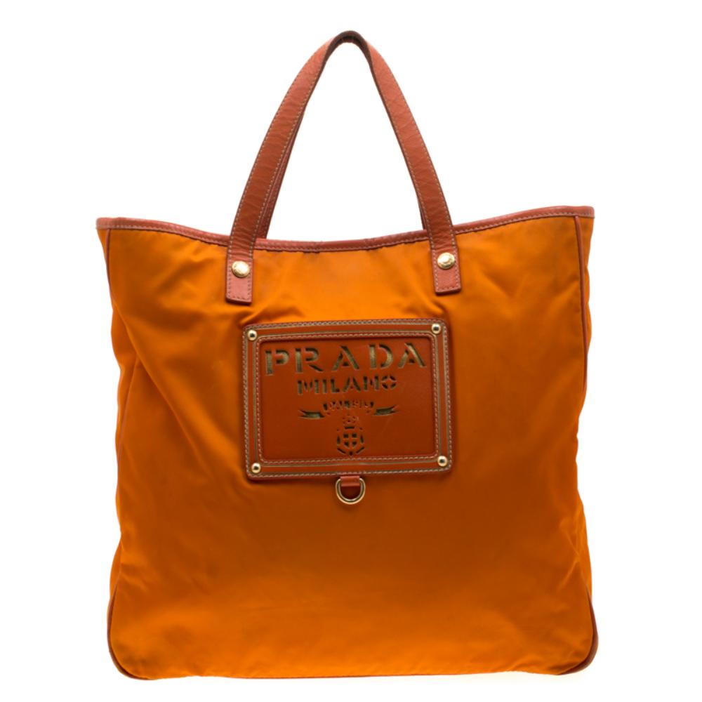 Orange Nylon Prada Tote