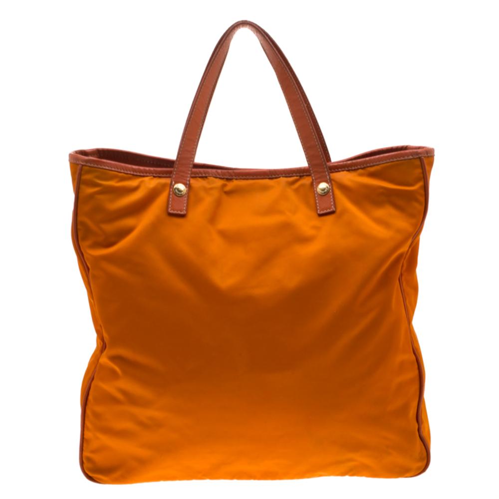 Orange Nylon Prada Tote