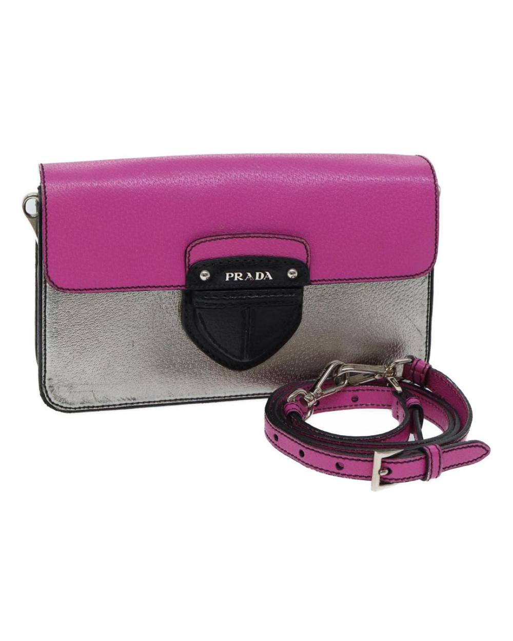 Pink Leather Prada Shoulder Bag