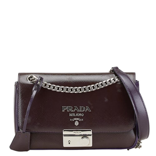 Purple Leather Prada Shoulder Bag