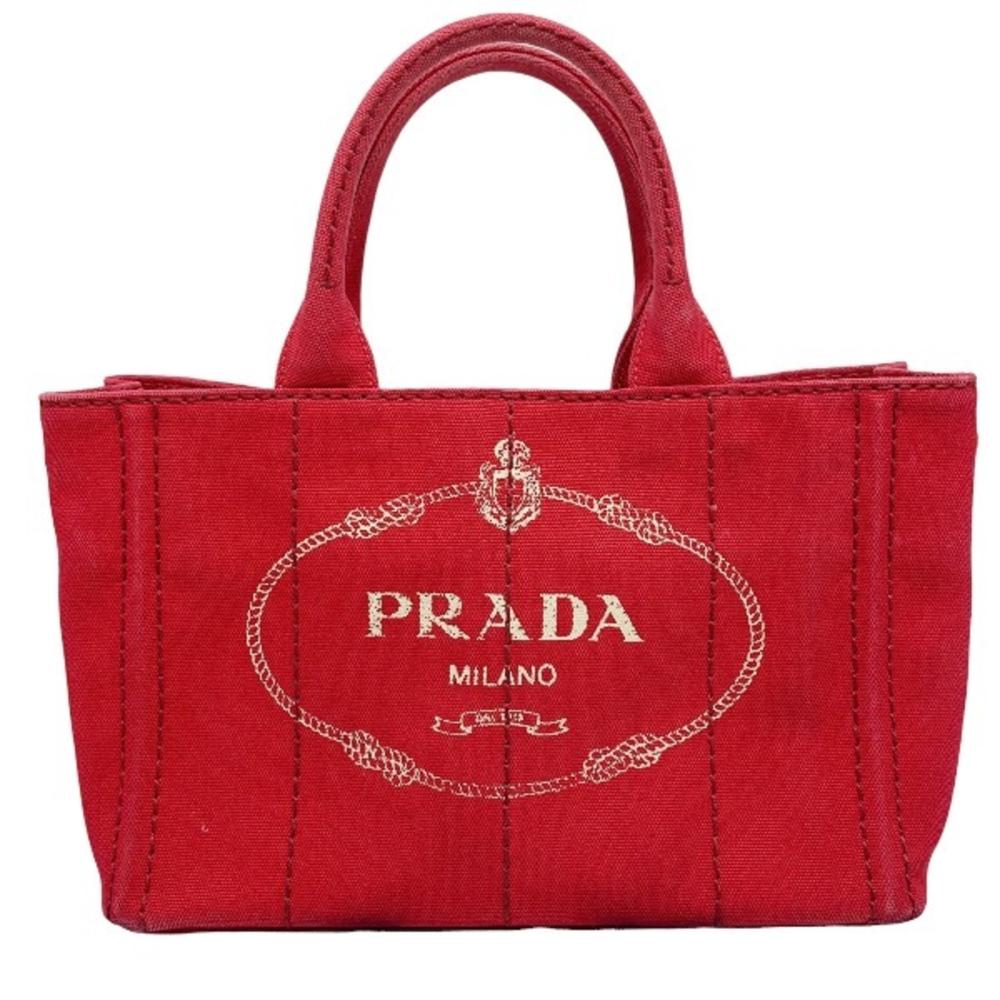 Red Canvas Prada Canapa Tote