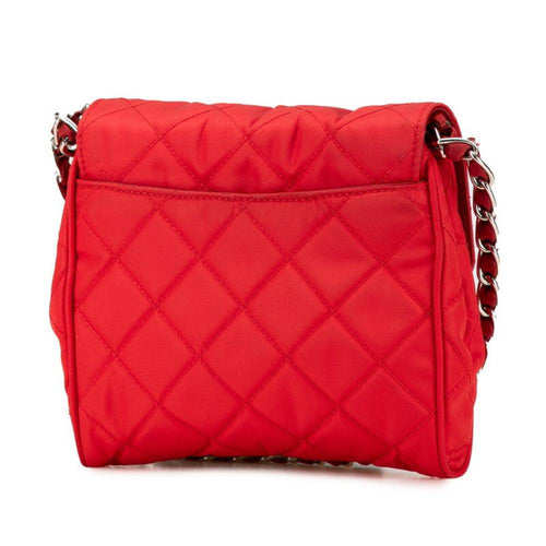 Red Canvas Prada Shoulder Bag
