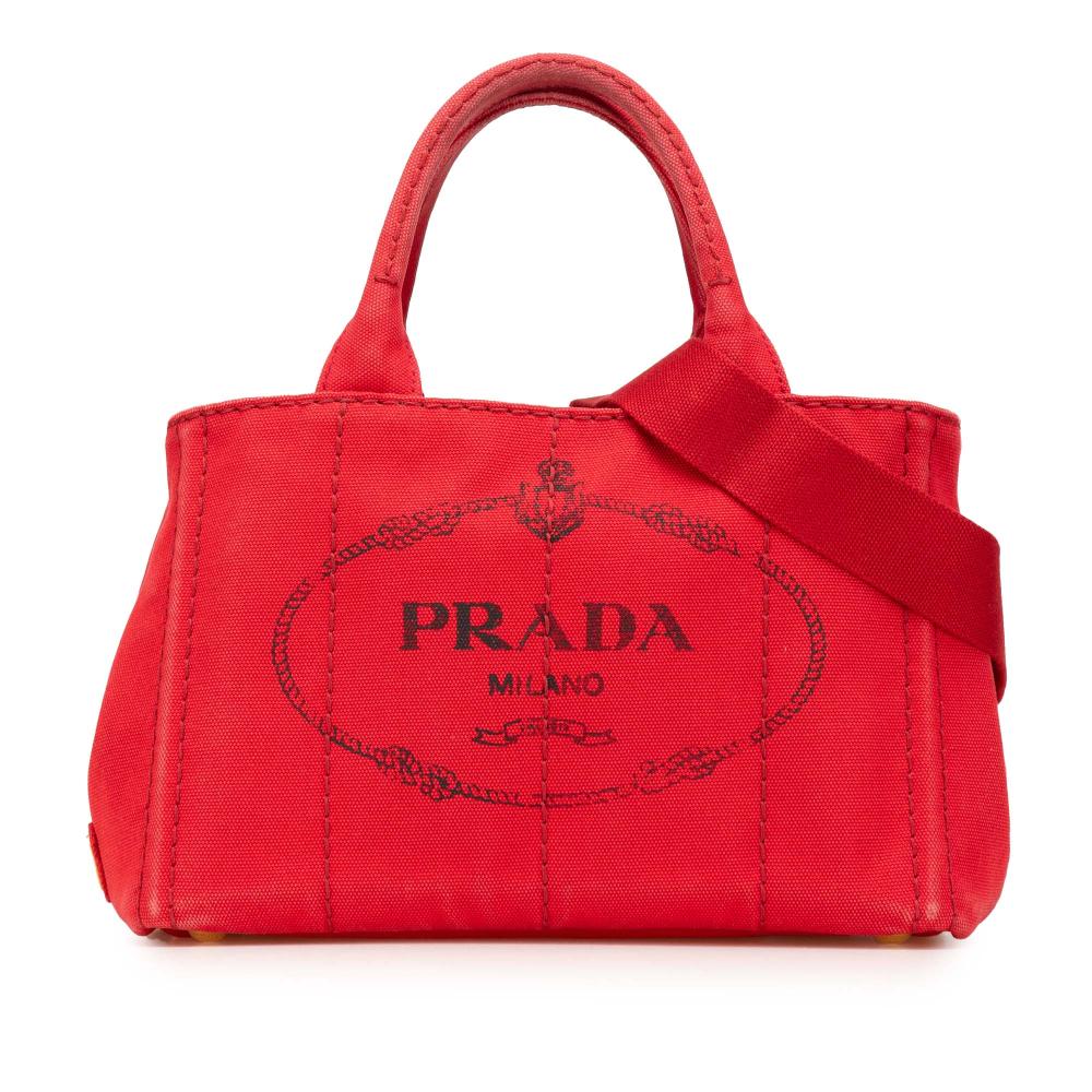 Red Canvas Prada Tote