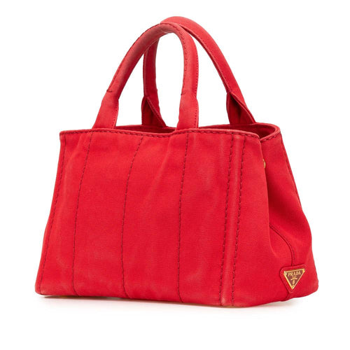 Red Canvas Prada Tote
