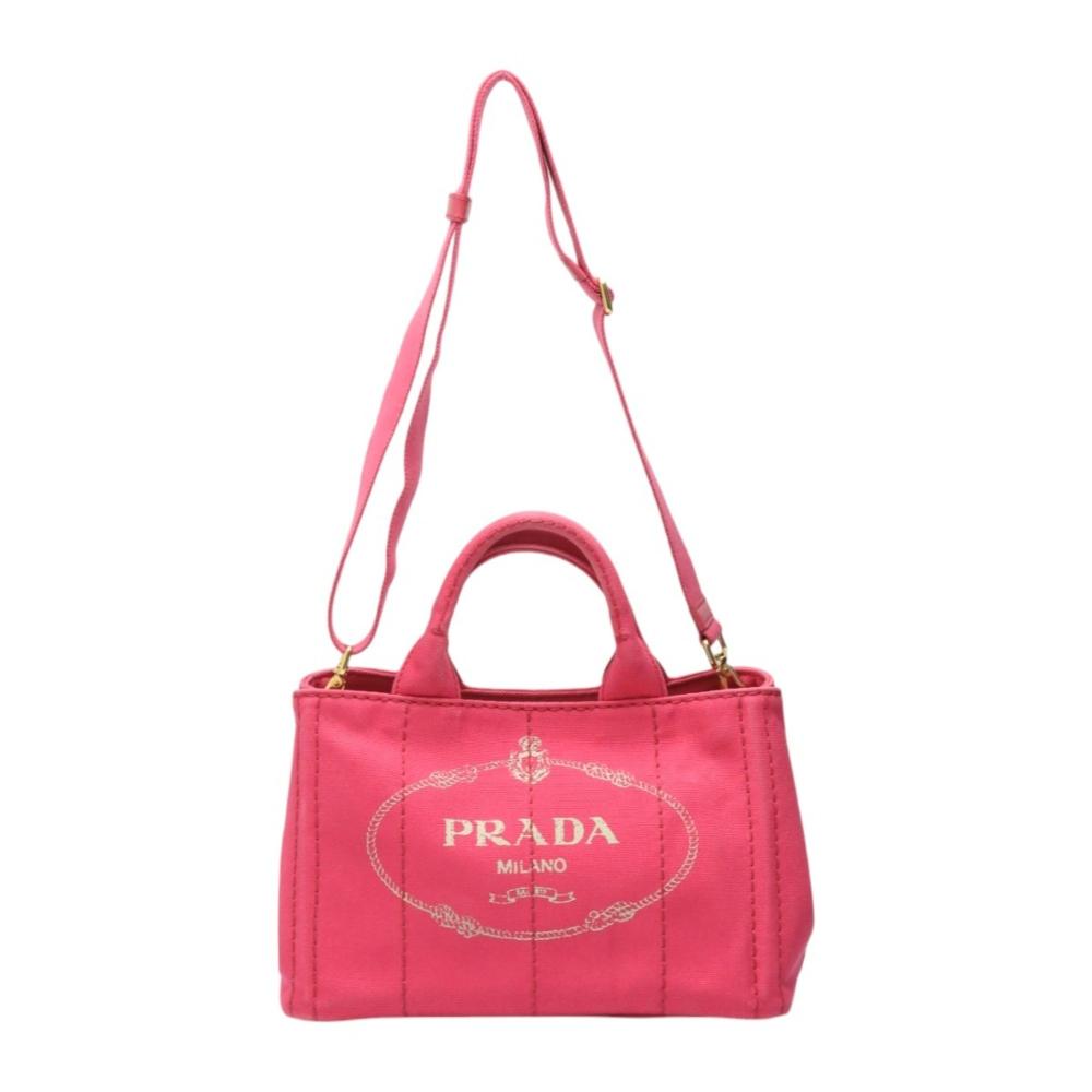 Red Fabric Prada Canapa Tote