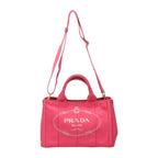 Red Fabric Prada Canapa Tote