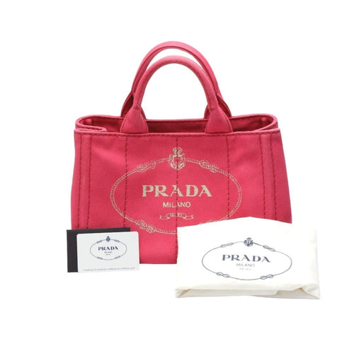Red Fabric Prada Canapa Tote