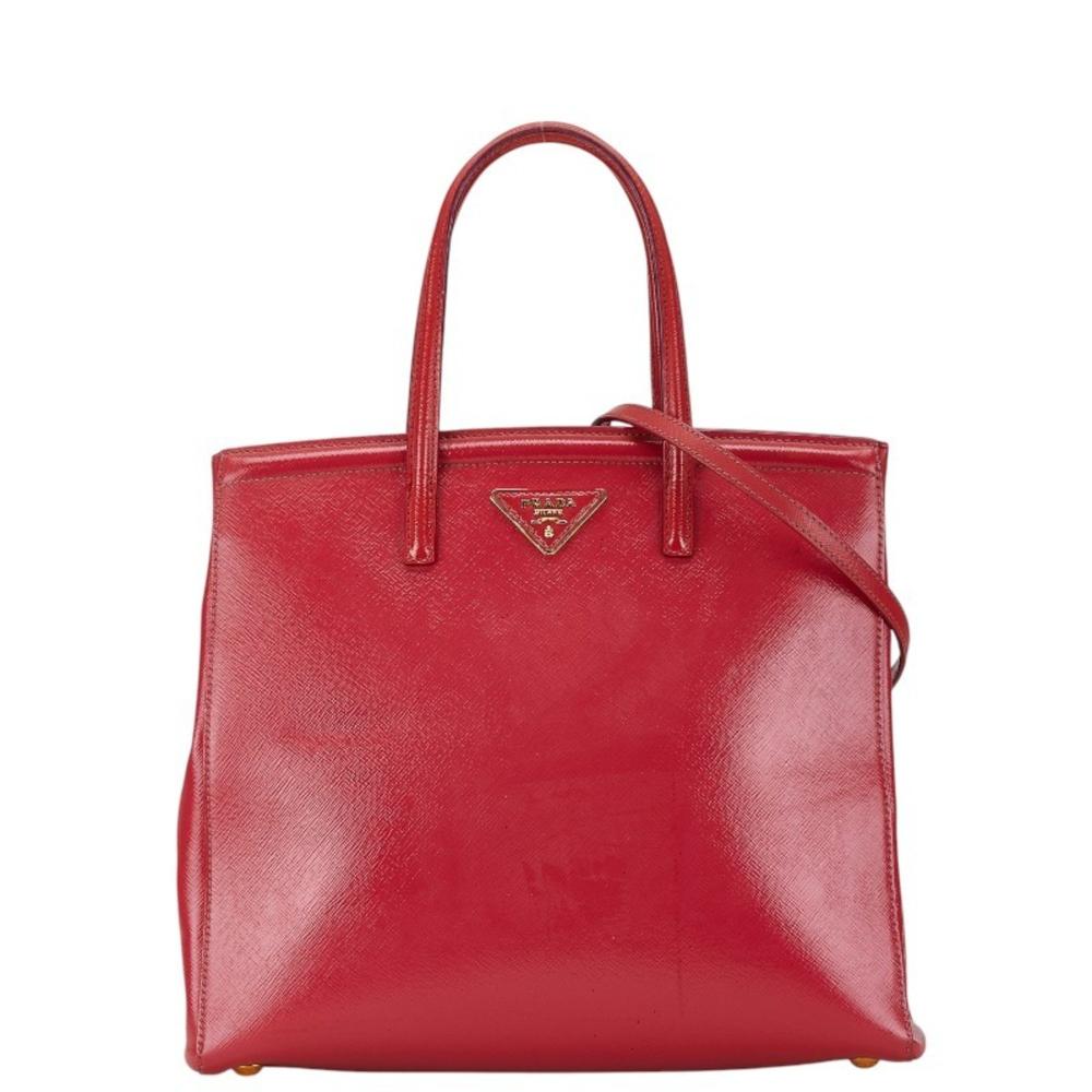 Red Leather Prada Handbag