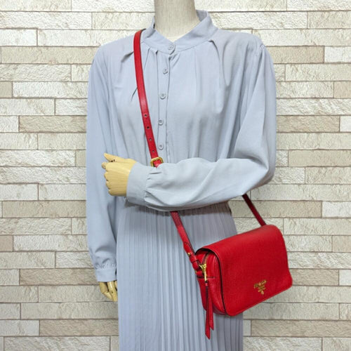 Red Leather Prada Shoulder Bag