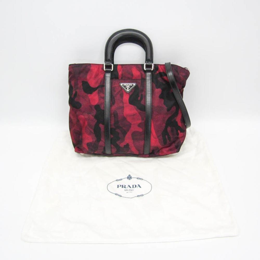 Red Leather Prada Tessuto