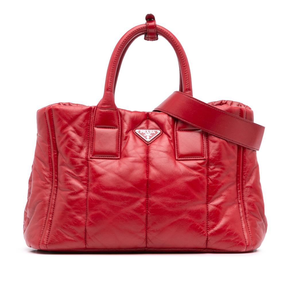 Red Leather Prada Tote