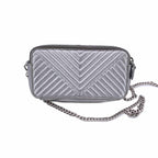 Silver Leather Prada Crossbody Bag