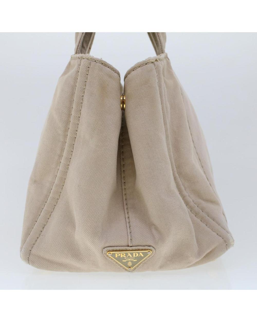 White Canvas Prada Handbag