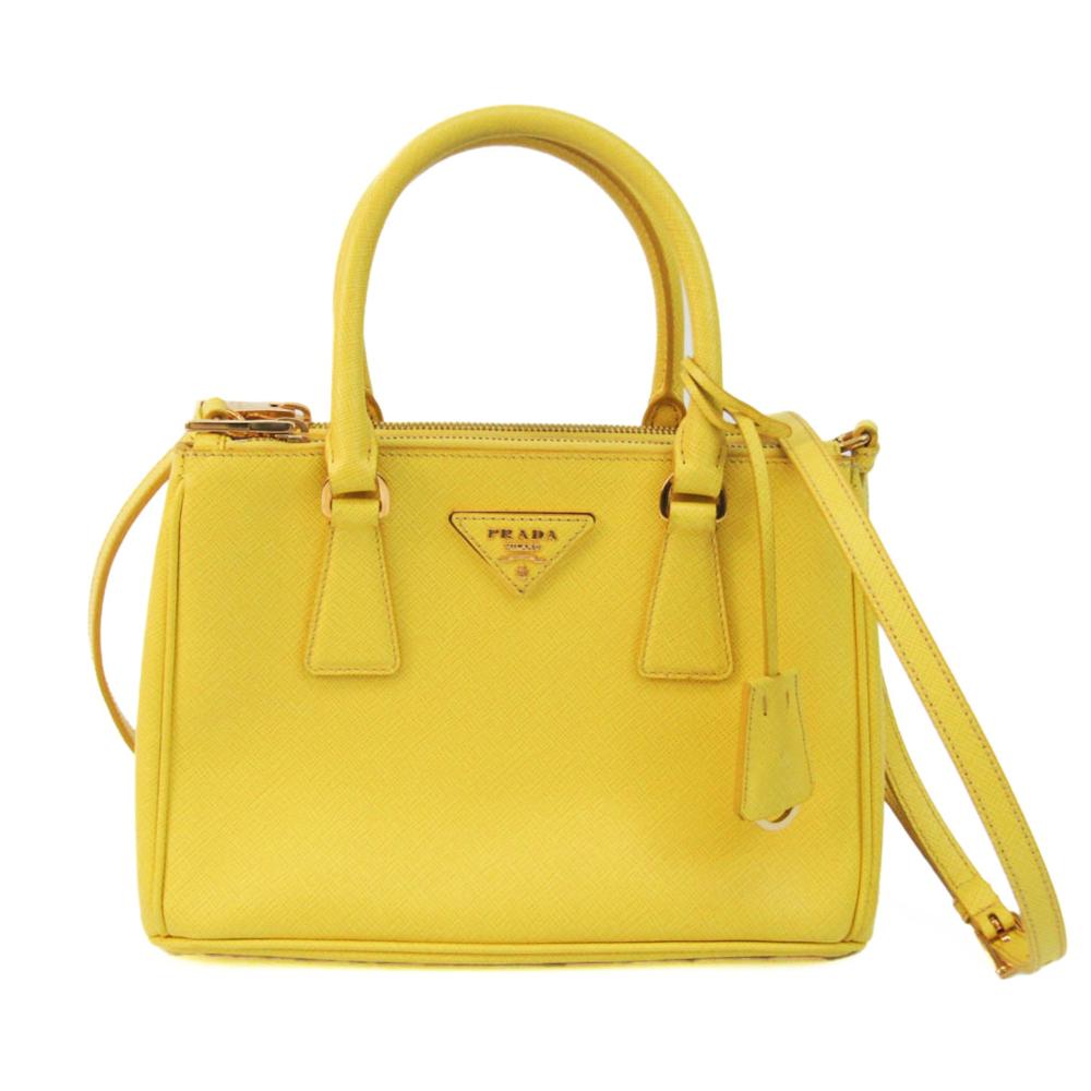 Yellow Fabric Prada Handbag