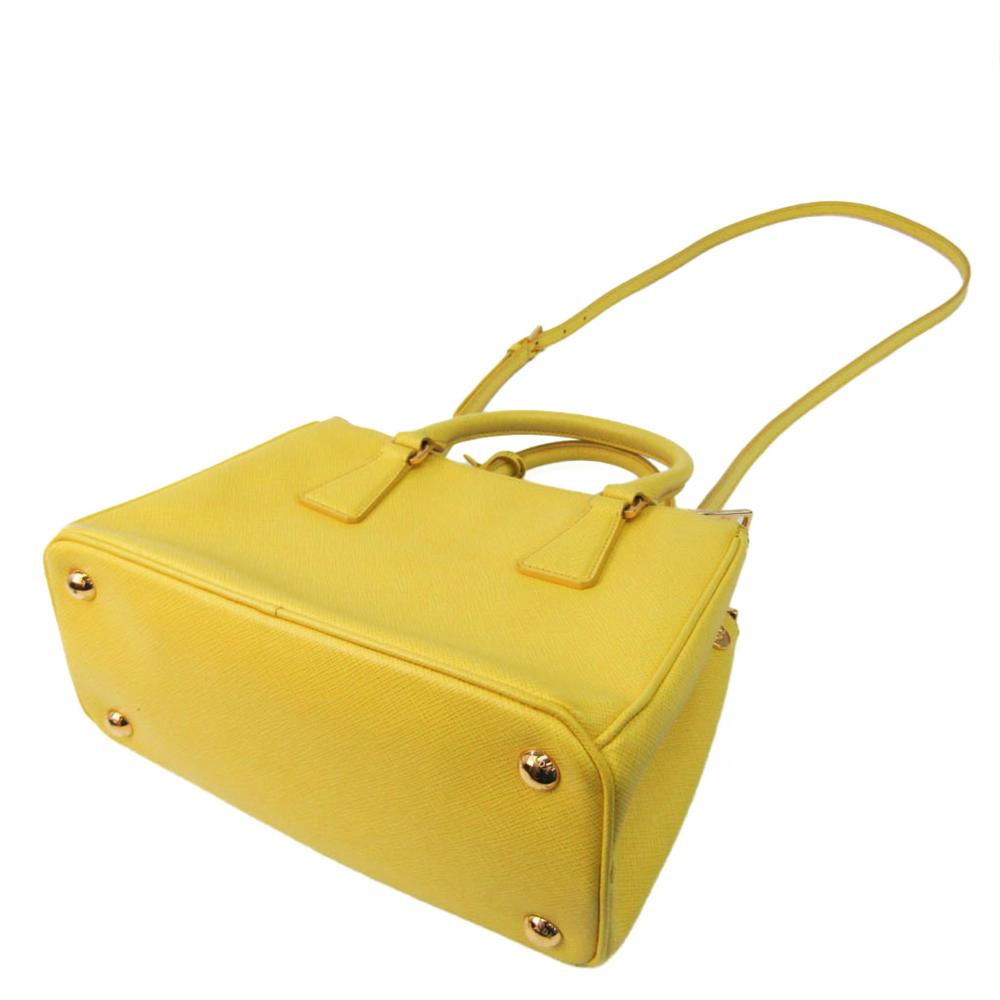 Yellow Fabric Prada Handbag