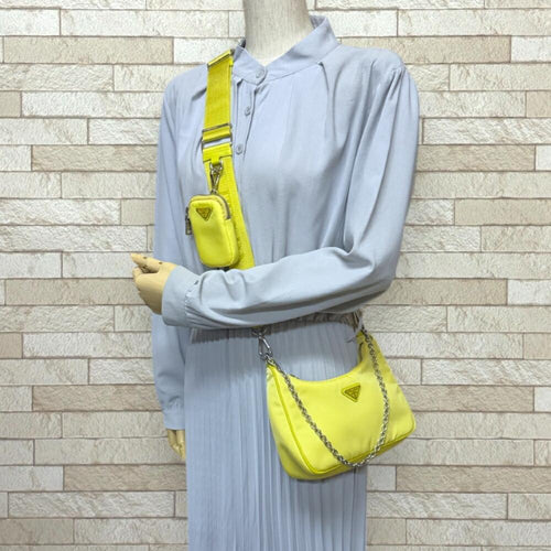 Yellow Nylon Prada Shoulder Bag