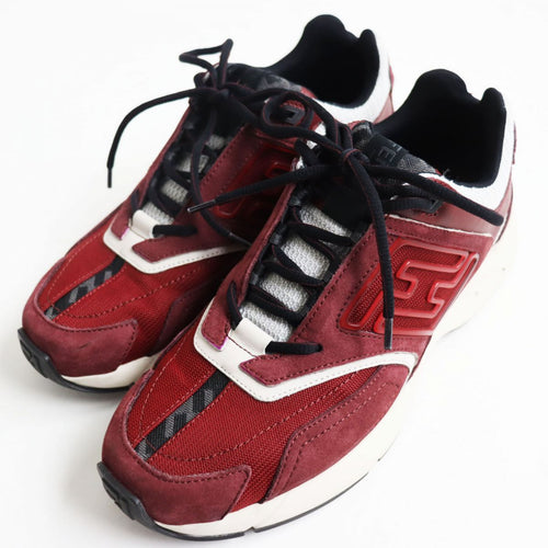 Fendi Leather Mesh Sneakers Bordeaux Gray