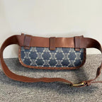 Celine Triomphe Blue Canvas Belted Waist Bag Medium