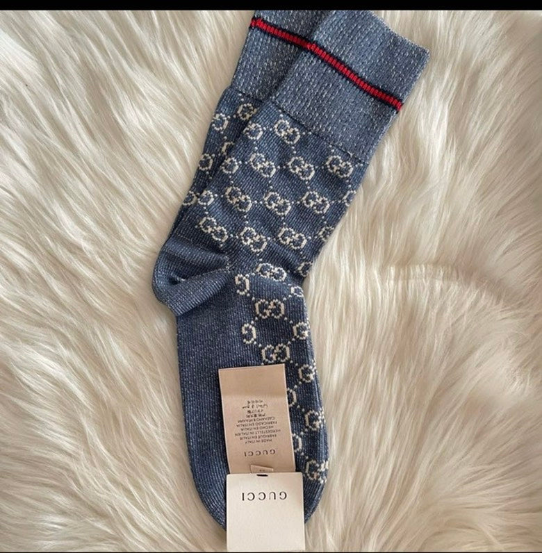 Gucci Medmuf Gag Socks Blue Winter Accessories