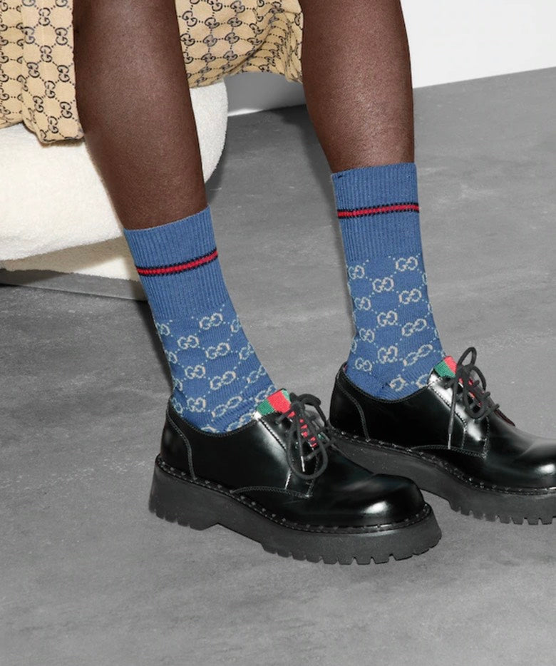 Gucci Medmuf Gag Socks Blue Winter Accessories