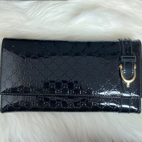 Gucci GG Black Patent Leather Clutch Bag