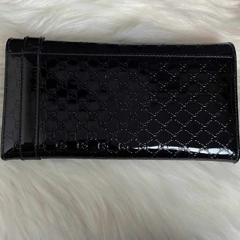 Gucci GG Black Patent Leather Clutch Bag