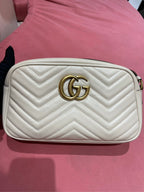 Gucci GG Marmont Camera Bag Medium White Leather Crossbody