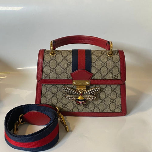 Gucci Queen Margaret Red GG Supreme Canvas Top Handle Bag