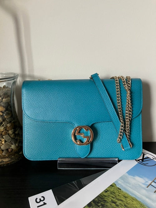 Gucci Interlocking Chain Blue Bag