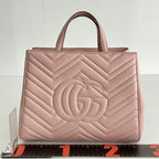 GUCCI GG Marmont Matelassé Pink Leather Top Handle Bag