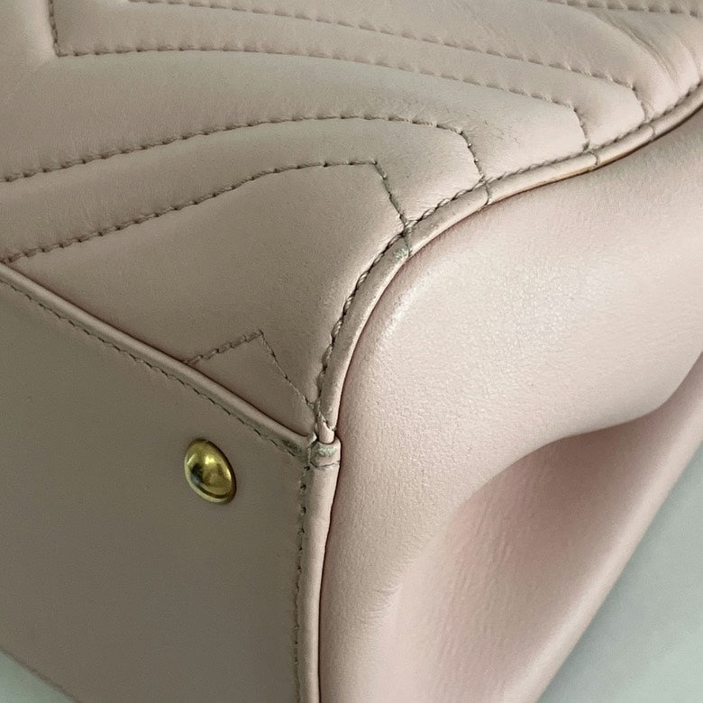 GUCCI GG Marmont Matelassé Pink Leather Top Handle Bag