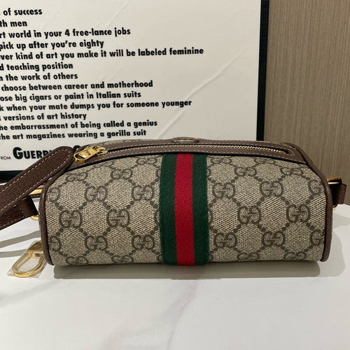 Gucci GG Supreme Camera Bag Beige Canvas Crossbody #12090