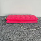 Dior Pink Cannage Quilted Wallet On Chain