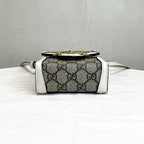 Gucci Monogram Beige Leather Phone Case Bag White Trim